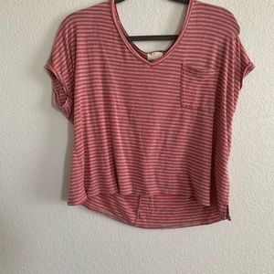 PST basic coral and gray soft shirt, pocket, med